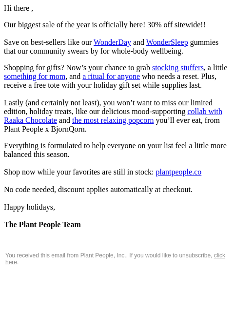 plantpeople newsletter: Why wait? Don’t miss 30% off!