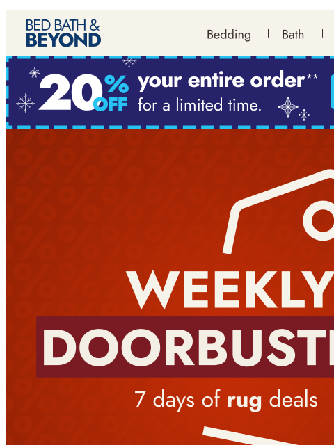 bedbathandbeyond newsletter: Weekly rug doorbusters 🏷