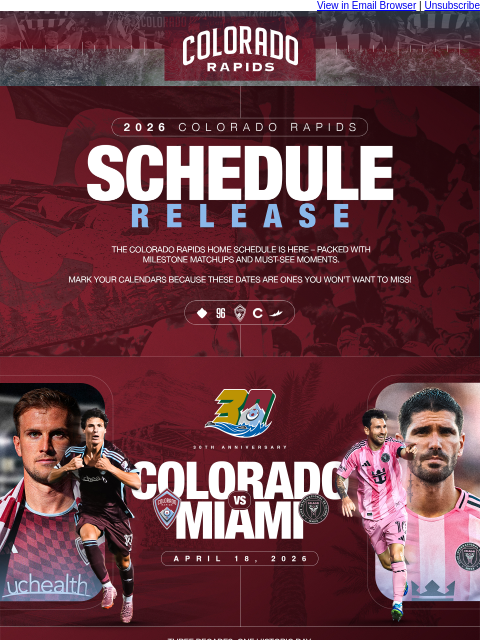 thecoloradorapids newsletter: The Colorado Rapids 2026 Schedule is Here!