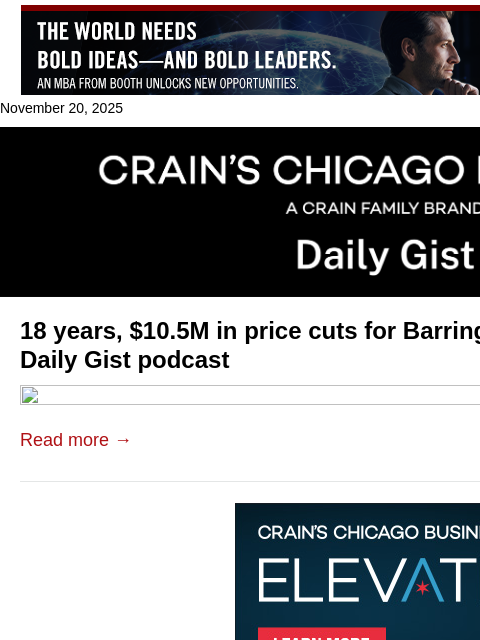 crainalerts newsletter: 18 years, $10.5M in price cuts for Barrington mans...