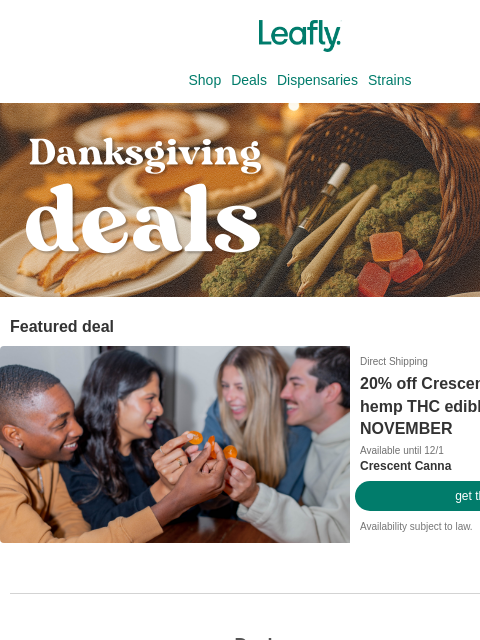 leafly newsletter: Dig into your weekly weed deals 🍽️ 🍃