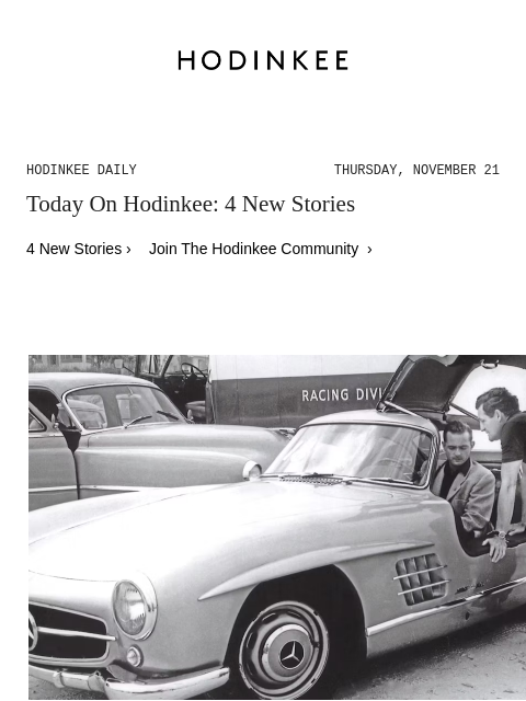 Today on Hodinkee... Rewind: The Incredible Watches (And Cars) Of Briggs Cunningham | Hodinkee Daily – Thursday, November 21 | Today On Hodinkee: 4 New Stories 4 New Stories › Join The Hodinkee