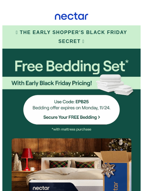 nectarsleep newsletter: 🎫 Your Golden Ticket: Use Code EPB25 for Free Bed...