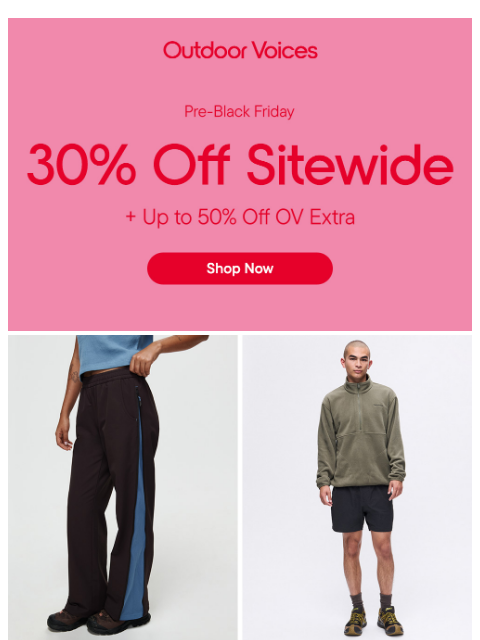 outdoorvoices newsletter: SCORE 30% OFF BEST SELLERS