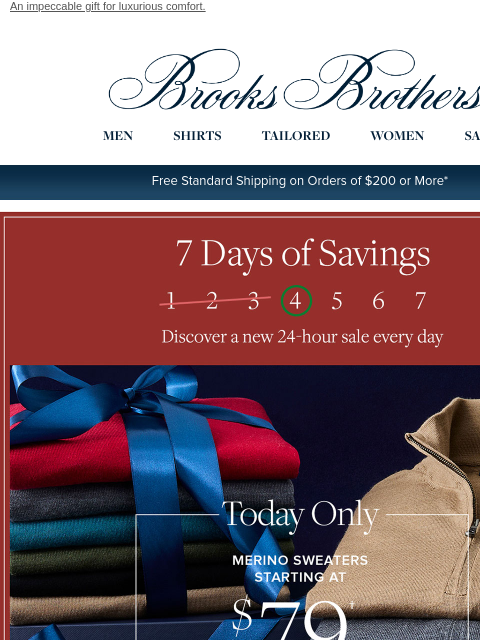 brooksbrothers newsletter: Today ONLY: Merino sweaters, starting at $79