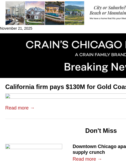 crainalerts newsletter: One East Delaware sells in one of the year's prici...