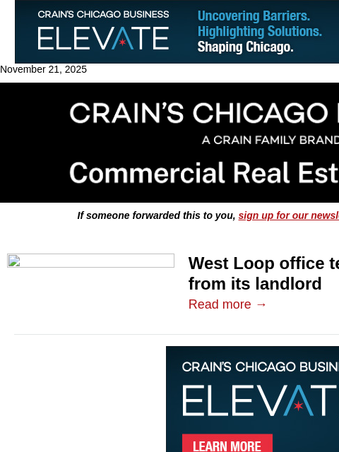 crainalerts newsletter: West Loop office tenant to buy building from its l...