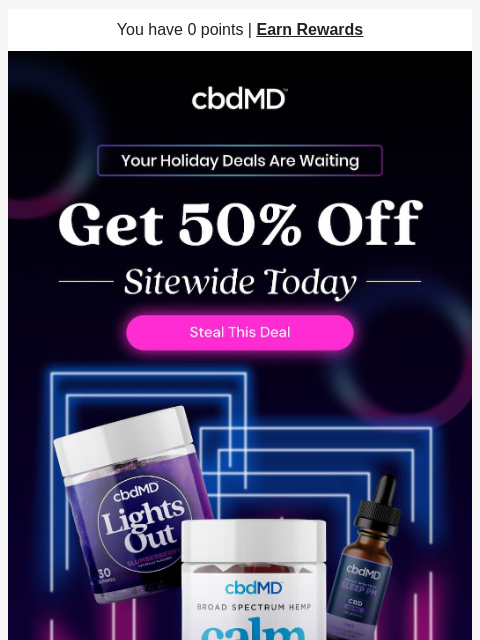 cbdmd newsletter: 50% Off Brings Extra Cheer to Your Holidays