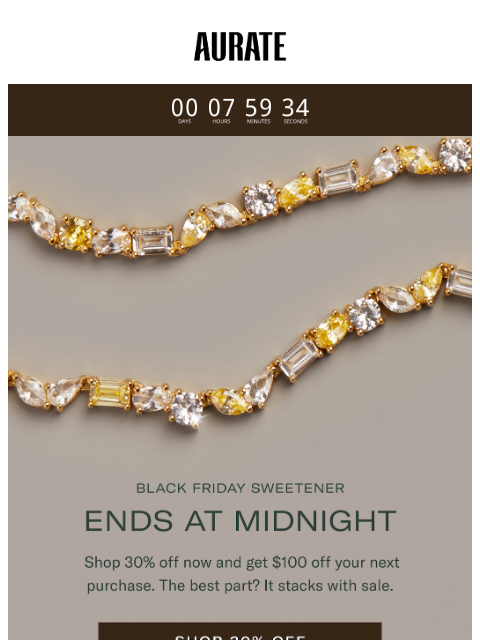 auratenewyork newsletter: $100 SWEETENER ENDS TONIGHT