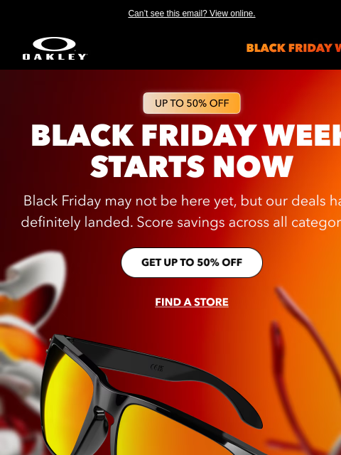 oakley newsletter: Up To 50% Off | Black Friday Deals Start Now