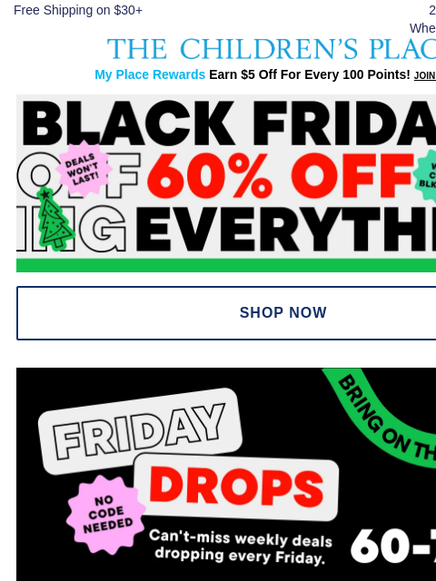 childrensplace newsletter: Black Friday Steals Inside: 60-70% off Outerwear