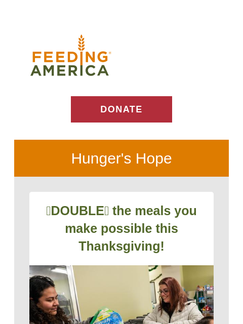 feedingamerica newsletter: Ways you can bring JOY to the table this Thanksgiv...