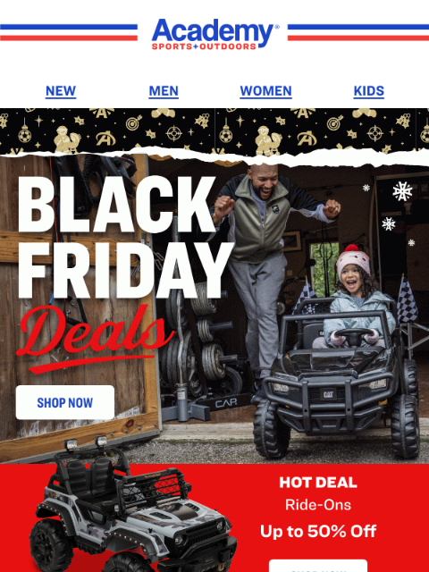 academy newsletter: Black Friday! Up to 50% off Ride-Ons