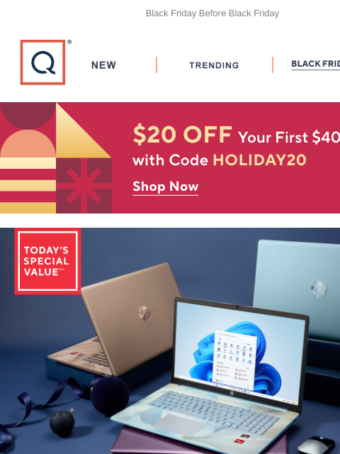 qvcemail newsletter: HP Laptop TSV®! Connect & Create + Get $20 Off