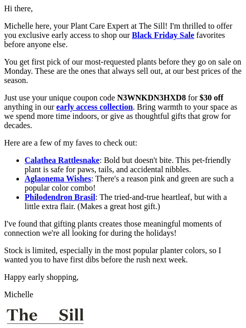 thesill newsletter: Early Black Friday access for you!