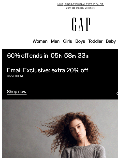 gap newsletter: These outfits are only 60% off for a few more hour...