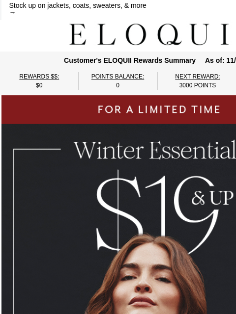 eloquii newsletter: Winter essentials starting at $19 (!!)