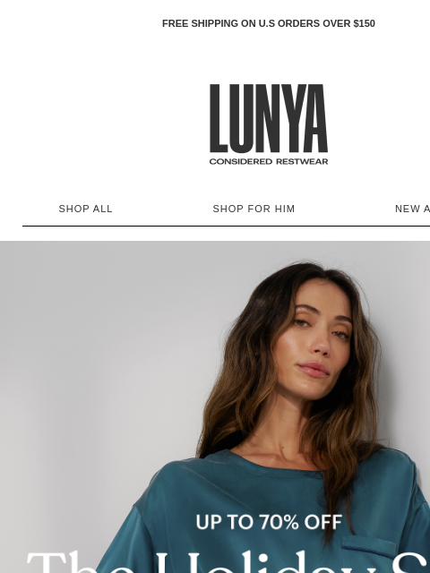 lunya newsletter: UP TO 70% OFF (STARTS NOW)