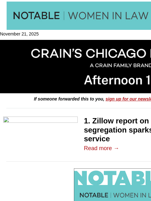 crainalerts newsletter: Zillow report sparks pushback
