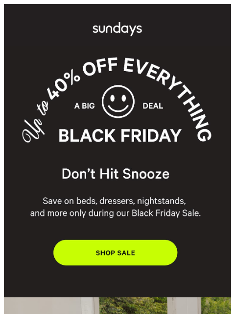 sundays-company newsletter: Up to 40% off all things bedroom