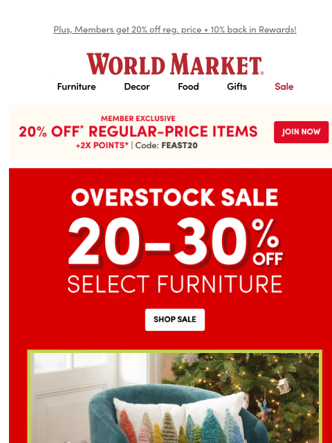 emailworldmarket newsletter: Save on furniture + FREE GIFT ✨🎁✨