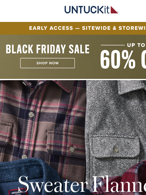 untuckit newsletter: Our New Sweater Flannels Are Now ON SALE!