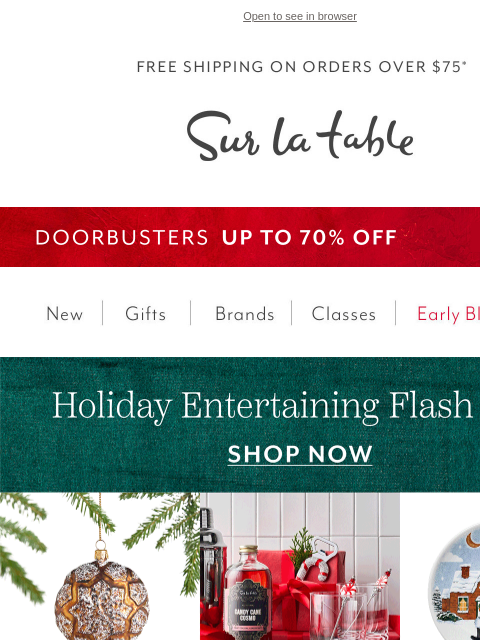 surlatable newsletter: Up to 50% off Holiday Entertaining