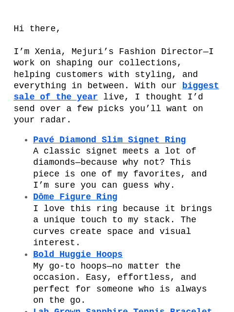 mejuri newsletter: We Did Your Shopping for You