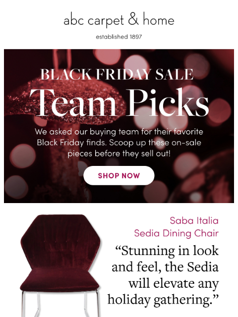 abchome newsletter: Black Friday Team Picks!