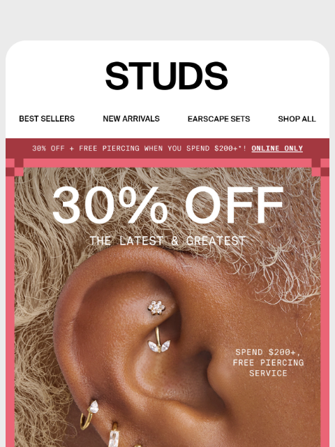 studs newsletter: NEW EARRINGS AT 30% OFF?! 🔥