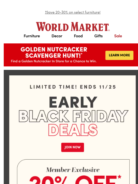 emailworldmarket newsletter: 🐣 Early Black Friday deals: 20% off + FREE GIFT