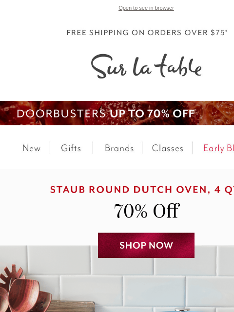 surlatable newsletter: Sizzling Staub deal: 70% off while supplies last!