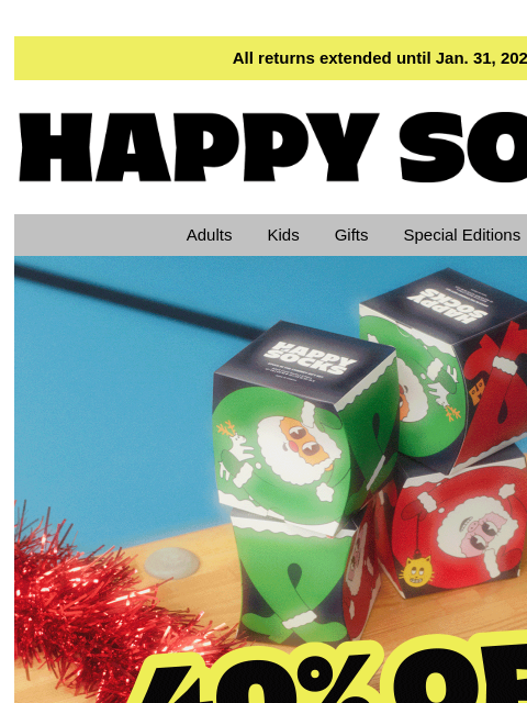 happysocks newsletter: Black Friday—40% Off Holiday Gifts & Everything El...