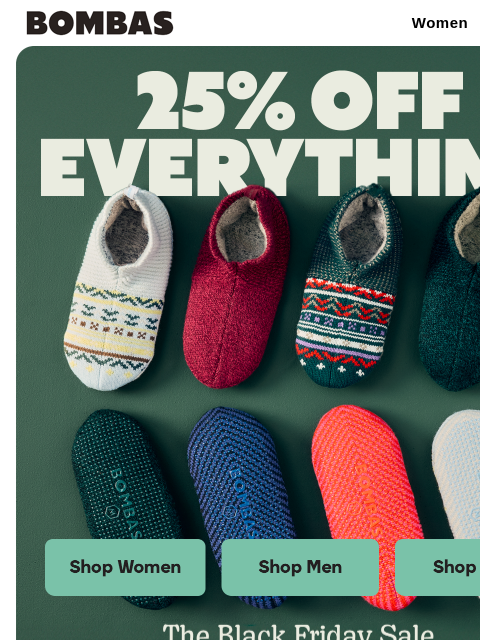 bombas newsletter: 25% Off All the Gifts: The Black Friday Sale