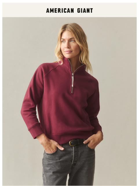 american-giant newsletter: Introducing Her New Half-Zip