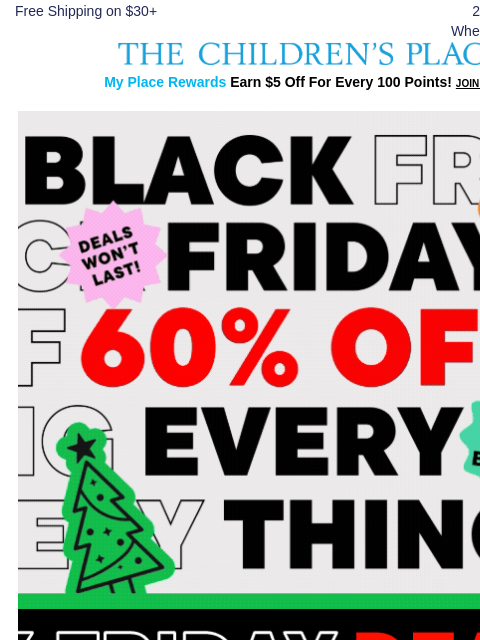 childrensplace newsletter: Deals on Deals for Black Friday 🌟