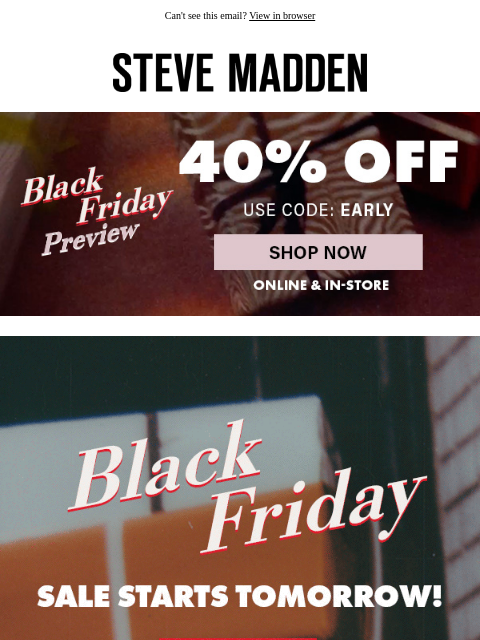 stevemadden newsletter: Black Friday’s About To Drop—You Ready?
