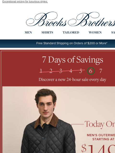 brooksbrothers newsletter: Today ONLY: Outerwear starting at $149