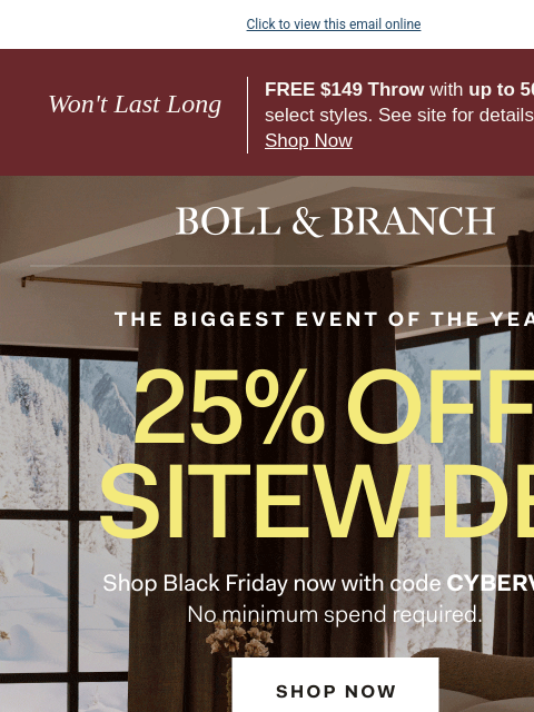 bollandbranch newsletter: Black Friday: 25% off + a FREE $149 gift 