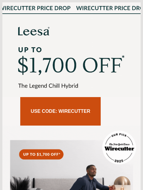 leesasleep newsletter: Up to $1,700 off the Legend Chill Hybrid