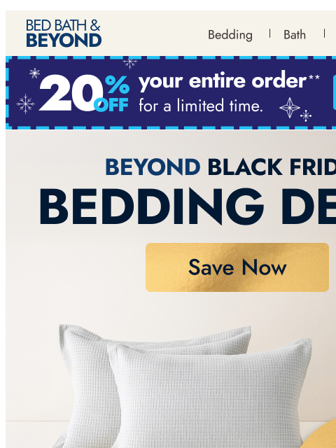 bedbathandbeyond newsletter: Bedding refresh? Start with up to 55% off