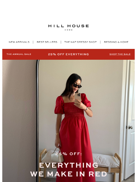 hillhousehome newsletter: 25% OFF EVERYTHING WE MAKE IN RED!