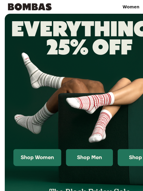 bombas newsletter: 25% Off Everything: Sock Up