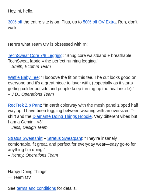 outdoorvoices newsletter: DON'T SLEEP ON 30% OFF SITEWIDE