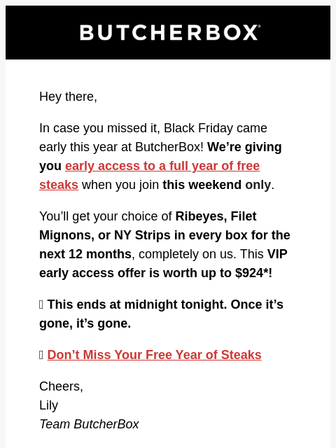 butcherbox newsletter: Re: Black Friday Early Access 🔥