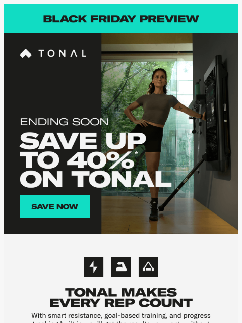 tonal newsletter: Save Up to 40% Off on Tonal. Offer Ends Soon