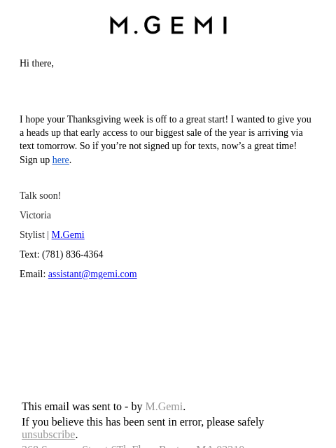 mgemi newsletter: Want Early Access To Our Best Sale Of The Year?