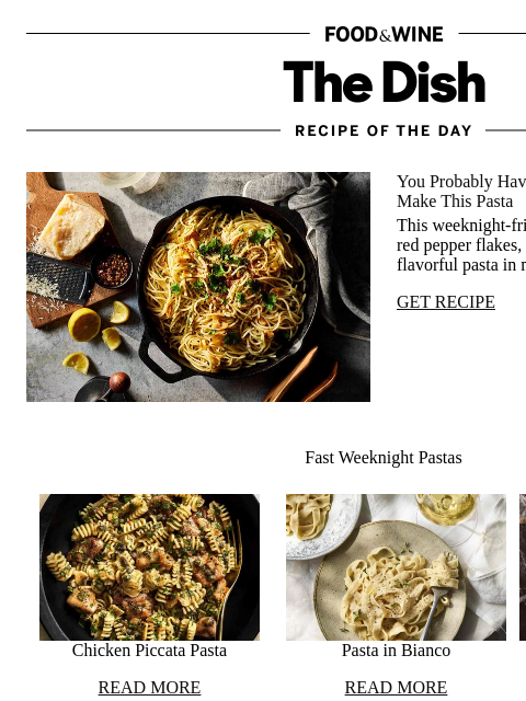 foodandwine newsletter: Pasta Aglio e Olio