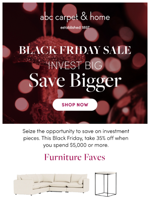 abchome newsletter: Black Friday Sale: Save Big on Big Ticket Items!