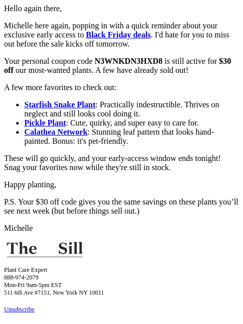 thesill newsletter: Don't miss your early plant access!
